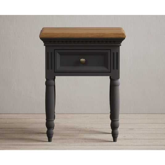 Francis Oak and Charcoal Grey Painted Bedside Table Storage Francis