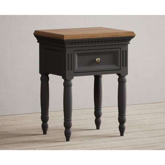 Francis Oak and Charcoal Grey Painted Bedside Table Storage Francis
