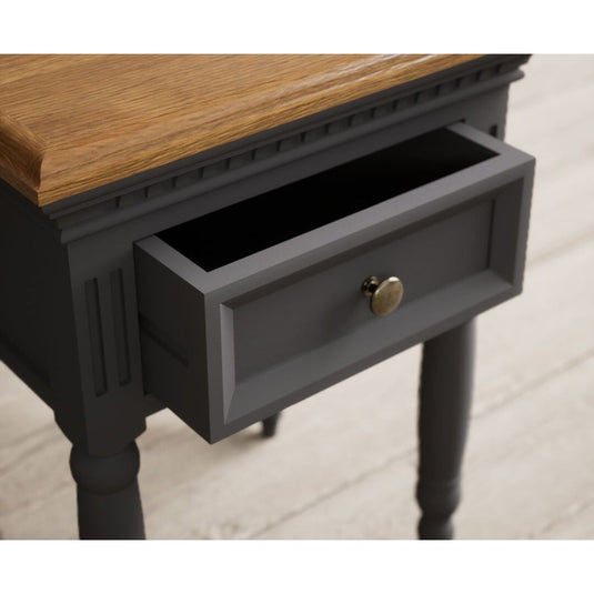 Francis Oak and Charcoal Grey Painted Bedside Table Storage Francis