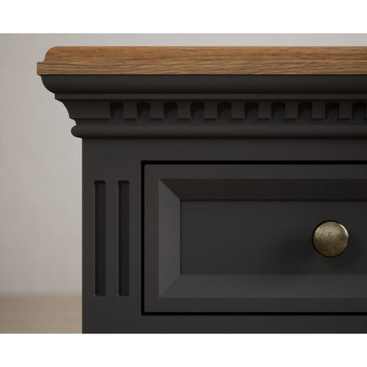 Francis Oak and Charcoal Grey Painted Bedside Table Storage Francis