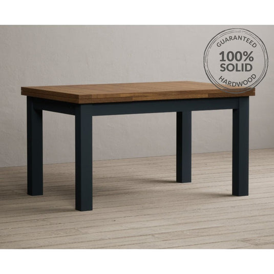 Extending Hampshire 140cm Oak and Dark Blue Painted Dining Table Table Hampshire