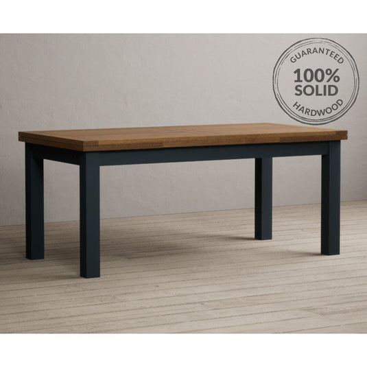 Extending Hampshire 180cm Oak and Dark Blue Painted Dining Table Table Hampshire