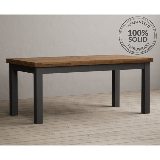 Extending Hampshire 180cm Oak and Charcoal Grey Painted Dining Table Table Hampshire