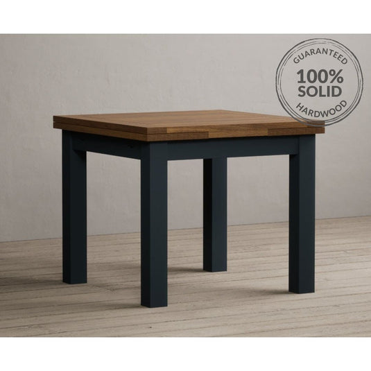 Extending Hampshire 90cm Oak and Dark Blue Painted Dining Table Table Hampshire