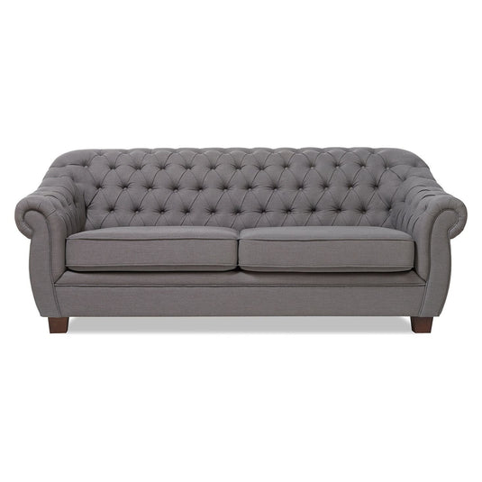 Eva Chesterfield Grey Linen Fabric 3 Seater Sofa Sofa Eva