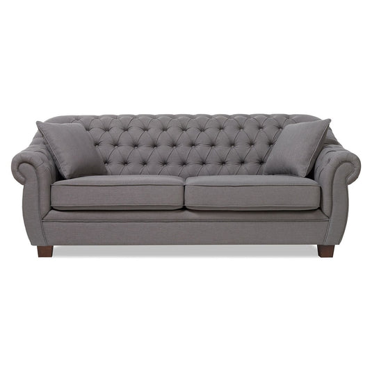 Eva Chesterfield Grey Linen Fabric 3 Seater Sofa Sofa Eva