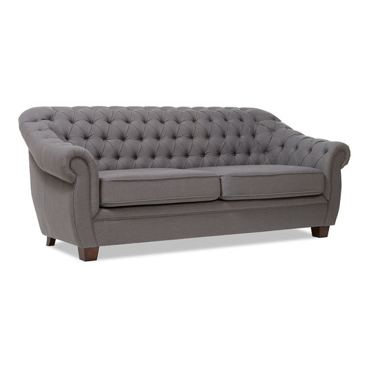 Eva Chesterfield Grey Linen Fabric 3 Seater Sofa Sofa Eva