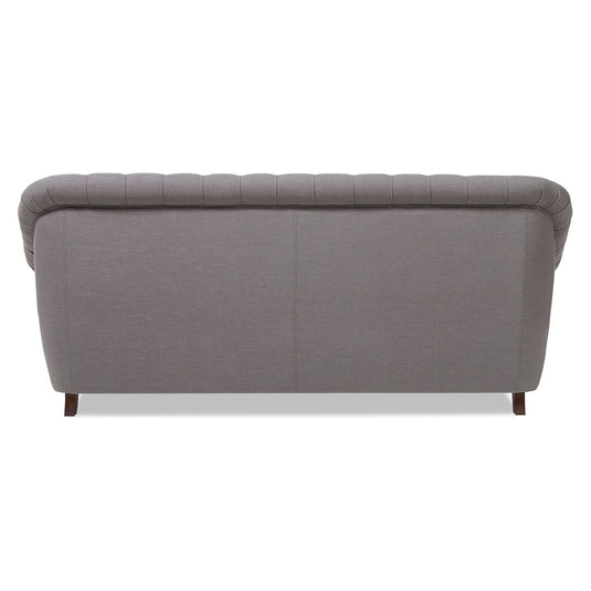 Eva Chesterfield Grey Linen Fabric 3 Seater Sofa Sofa Eva