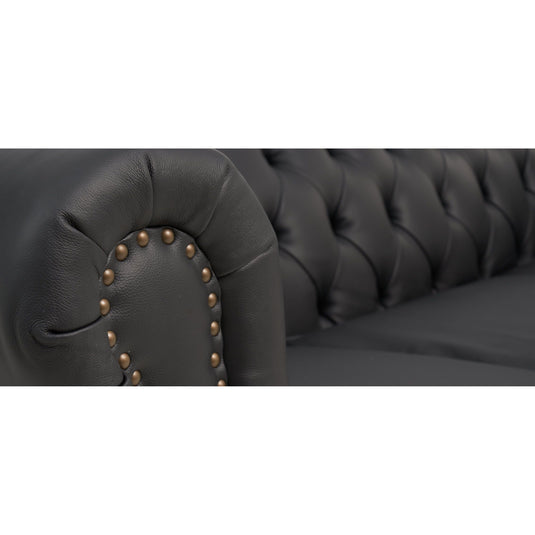 Milano Chesterfield Black Leather 2 Seater Sofa Sofa Milano
