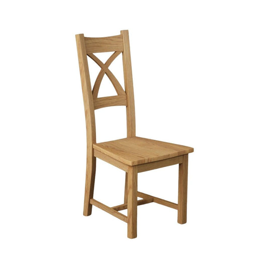 Natural Solid Oak X Back Dining Chairs with Oak Seat Pad Dining Chairs Natural