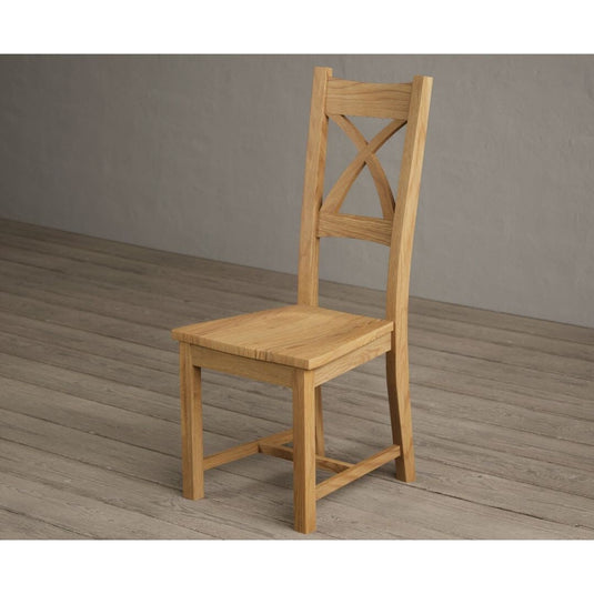 Natural Solid Oak X Back Dining Chairs with Oak Seat Pad Dining Chairs Natural