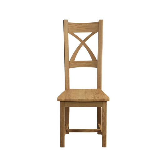 Natural Solid Oak X Back Dining Chairs with Oak Seat Pad Dining Chairs Natural