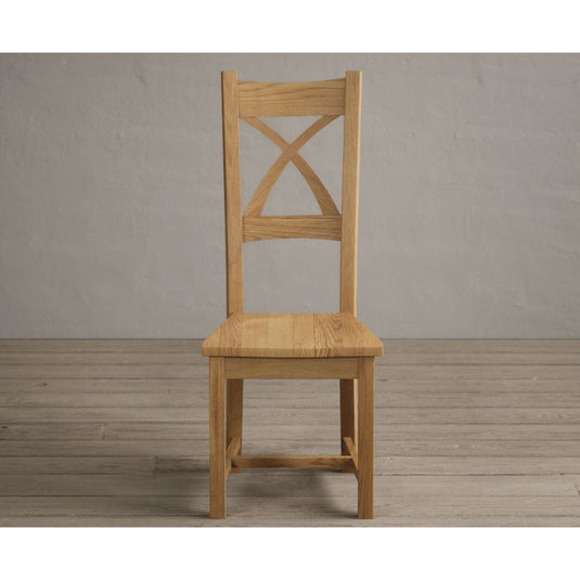 Natural Solid Oak X Back Dining Chairs with Oak Seat Pad Dining Chairs Natural