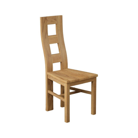 Natural Solid Oak Flow Back Dining Chairs with Oak Seat Pad Dining Chairs Natural