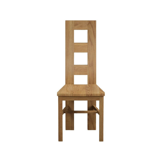 Natural Solid Oak Flow Back Dining Chairs with Oak Seat Pad Dining Chairs Natural