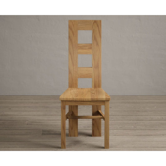 Natural Solid Oak Flow Back Dining Chairs with Oak Seat Pad Dining Chairs Natural