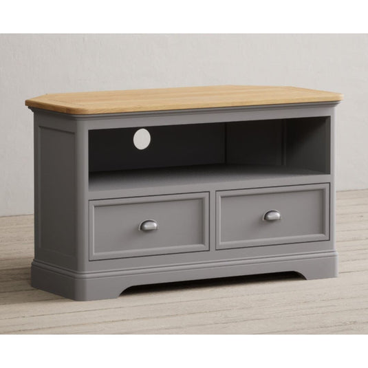 Bridstow Oak and Light Grey Painted Corner TV Cabinet Occasionals Bridstow