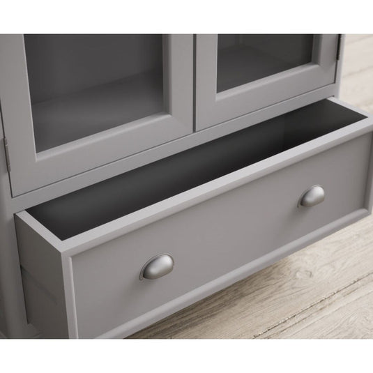 Bridstow Oak and Light Grey Painted Glazed Display Cabinet Storage Bridstow