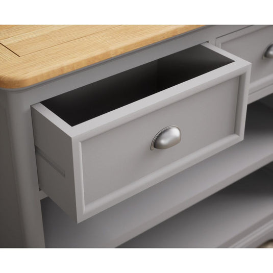Bridstow Oak and Light Grey Painted Storage Console Table Occasionals Bridstow