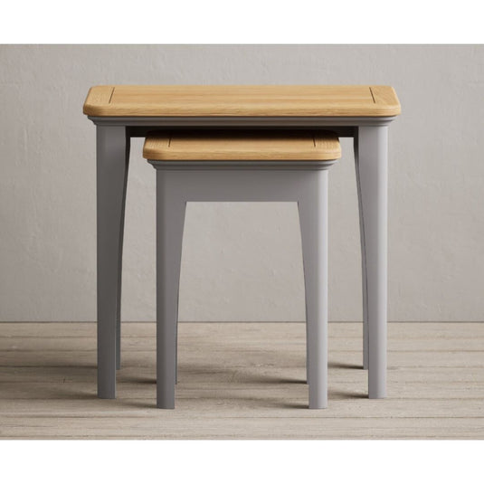 Bridstow Oak and Light Grey Painted Nest Of Tables Occasionals Bridstow