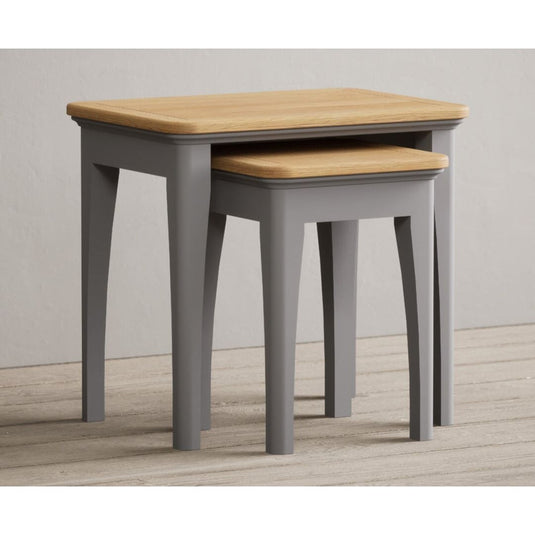Bridstow Oak and Light Grey Painted Nest Of Tables Occasionals Bridstow