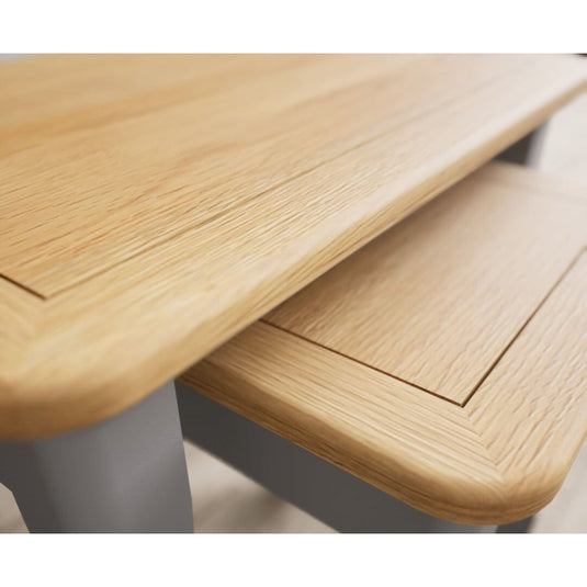 Bridstow Oak and Light Grey Painted Nest Of Tables Occasionals Bridstow