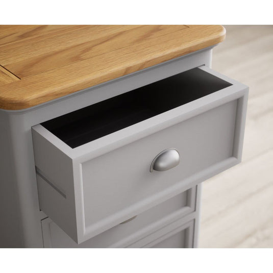 Bridstow Oak and Light Grey Painted 5 Drawer Tallboy Storage Bridstow
