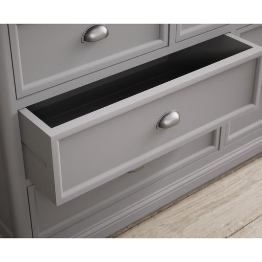 Bridstow Oak and Light Grey Painted Wide Chest Of Drawers Storage Bridstow