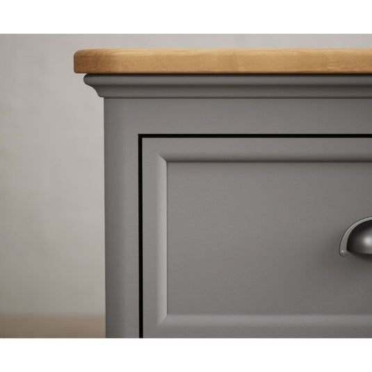 Bridstow Oak and Light Grey Painted Wide Chest Of Drawers Storage Bridstow
