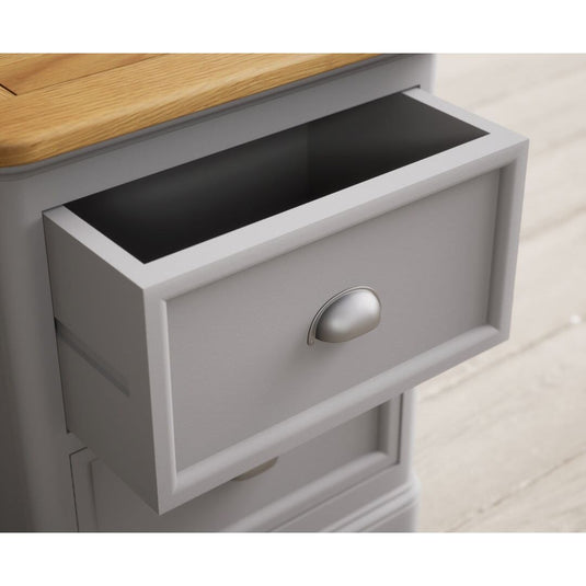 Bridstow Oak and Light Grey Painted 2 Drawer Bedside Chest Storage Bridstow