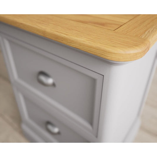 Bridstow Oak and Light Grey Painted 2 Drawer Bedside Chest Storage Bridstow