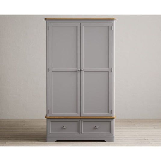 Bridstow Oak and Light Grey Painted Double Wardrobe Storage Bridstow