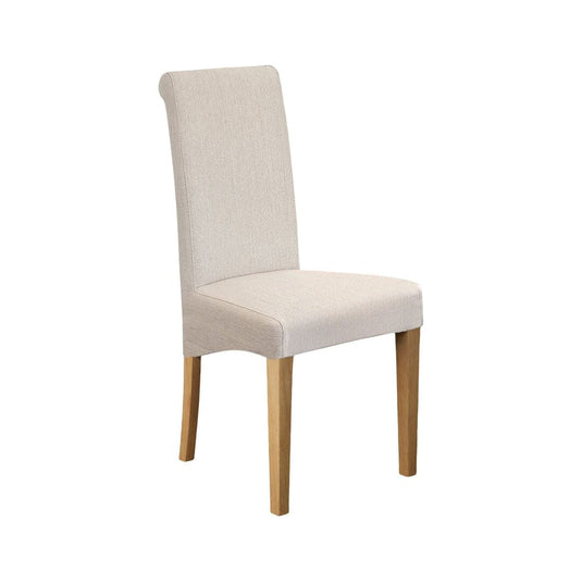 Scroll Back Natural Fabric Dining Chairs Dining Chairs Painted