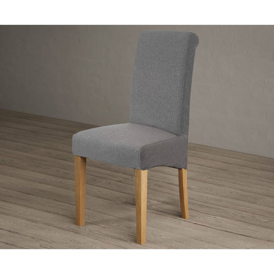 Scroll Back Charcoal Grey Fabric Dining Chairs Dining Chairs Painted