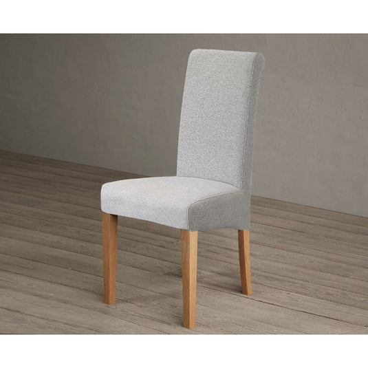 Scroll Back Grey Fabric Dining Chairs Dining Chairs Painted
