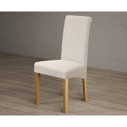 Scroll Back Natural Fabric Dining Chairs Dining Chairs Painted