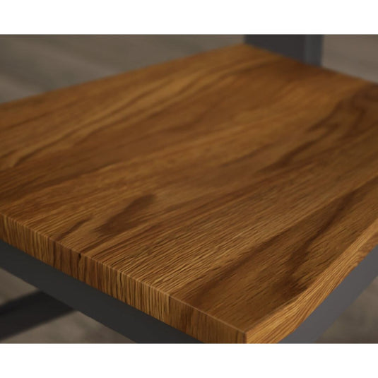 Painted Charcoal Grey Flow Back Dining Chairs with Rustic Oak Seat Pad Dining Chairs Painted