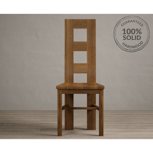 Rustic Solid Oak Flow Back Dining Chairs with Rustic Oak Seat Pad Dining Chairs Painted