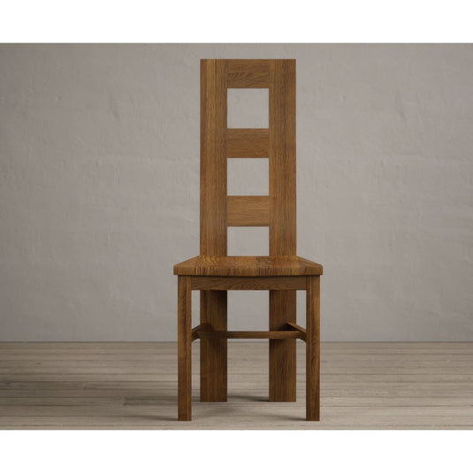 Rustic Solid Oak Flow Back Dining Chairs with Rustic Oak Seat Pad Dining Chairs Painted