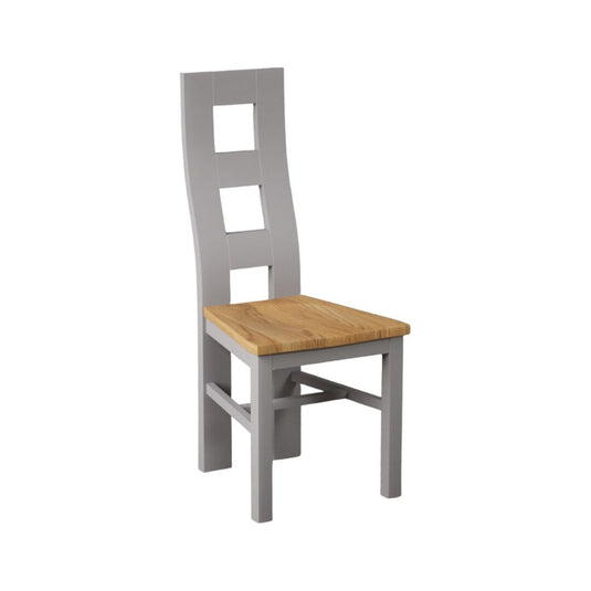 Painted Light Grey Flow Back Dining Chairs with Oak Seat Pad Dining Chairs Painted