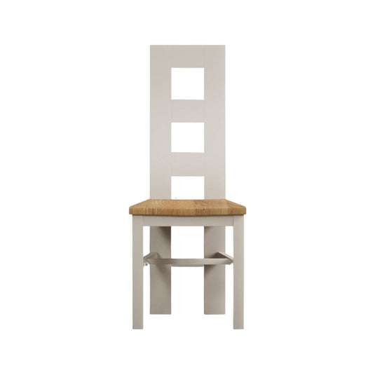 Painted Soft White Flow Back Dining Chairs with Oak Seat Pad Dining Chairs Painted