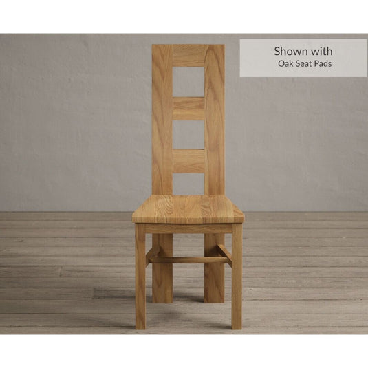 Natural Solid Oak Flow Back Dining Chairs with Oak Seat Pad Dining Chairs Natural