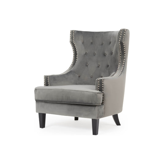 Evelyn Grey Velvet Armchair Armchairs Evelyn