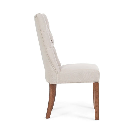 Francois Cream Fabric Dark Oak Leg Dining Chairs Dining Chairs Francois