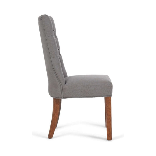 Francois Grey Fabric Dark Oak Leg Dining Chairs Dining Chairs Francois