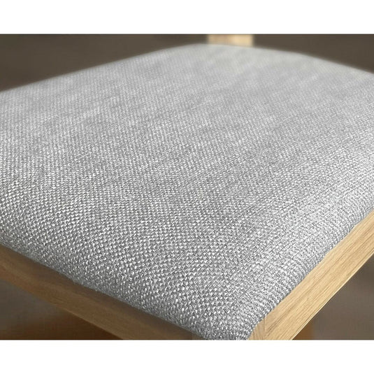 Natural Solid Oak Flow Back Dining Chairs with Light Grey Fabric Seat Pad Dining Chairs Natural