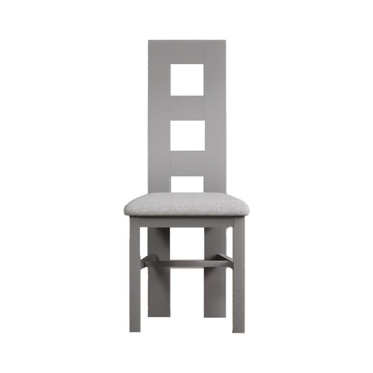 Painted Light Grey Flow Back Dining Chairs with Light Grey Fabric Seat Pad Dining Chairs Painted