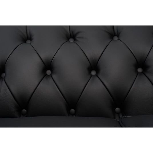 Milano Chesterfield Black Leather 3 Seater Sofa Sofa Milano