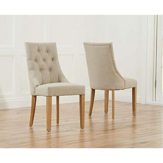 Beatrix Cream Fabric Oak Leg Dining Chairs Dining Chairs Beatrix