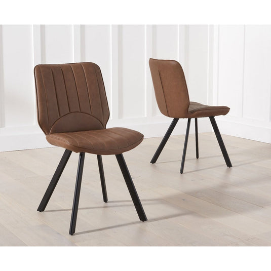 Hendrick Brown Faux Leather Dining Chairs Dining Chairs Hendrick